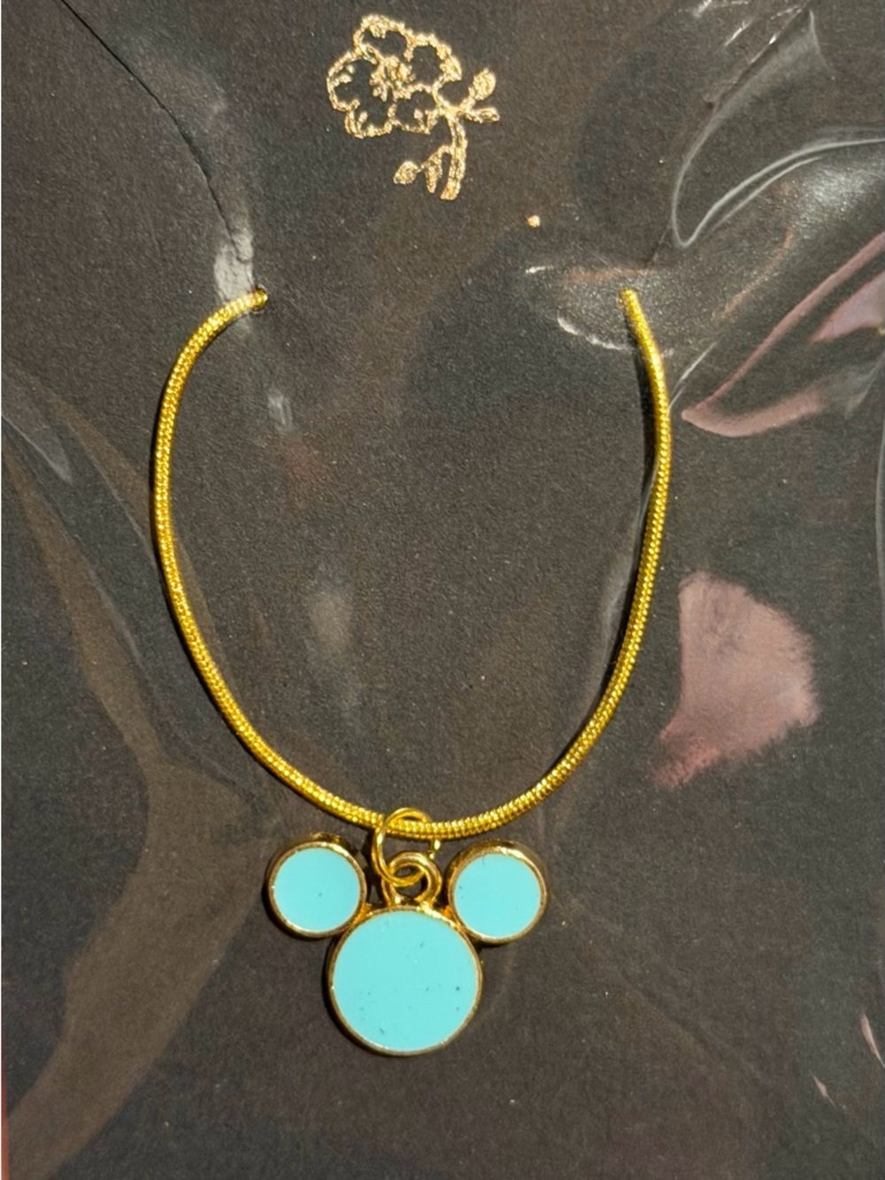 Gold-Plated Turquoise Mouse Pendant Necklace